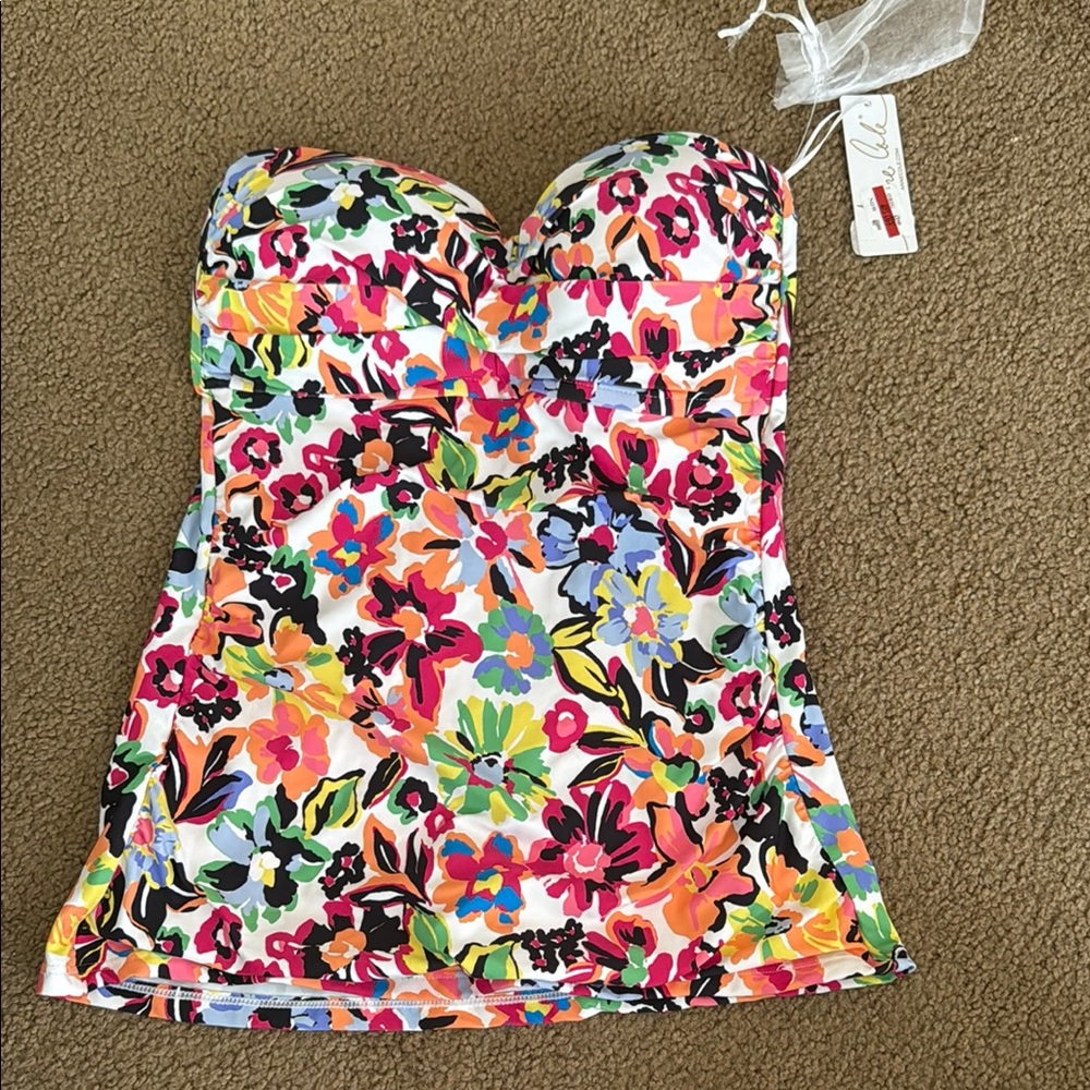 Anne Cole Small Colorful Floral Bustier Top